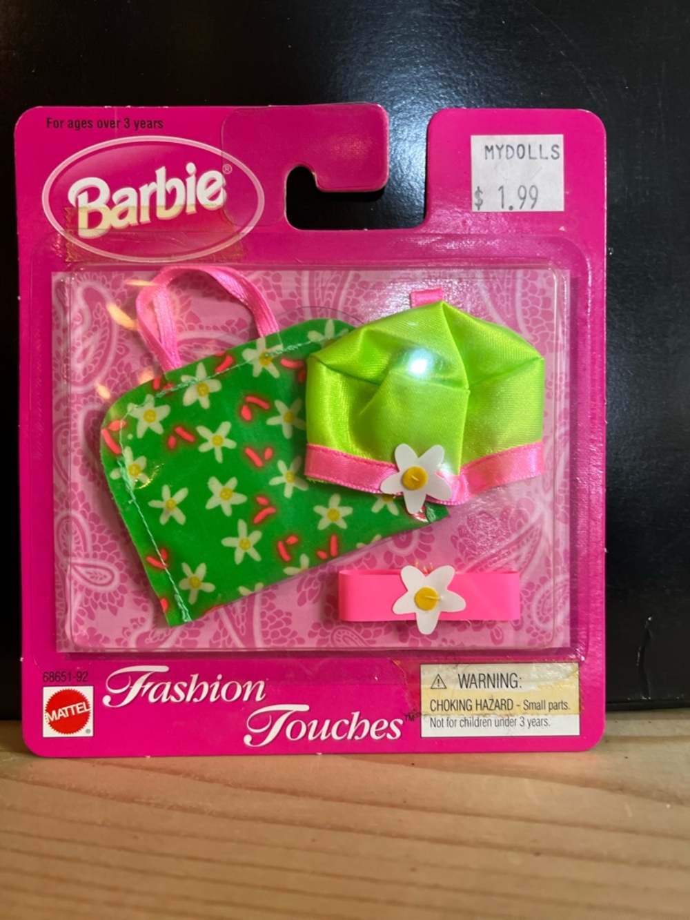 Barbie Green Floral Purse with Lime Hat & Pink Bow NWT